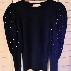 Joy & Co NWOT Black Pearl Puff Sleeve Sweater | Size Small (Juniors)